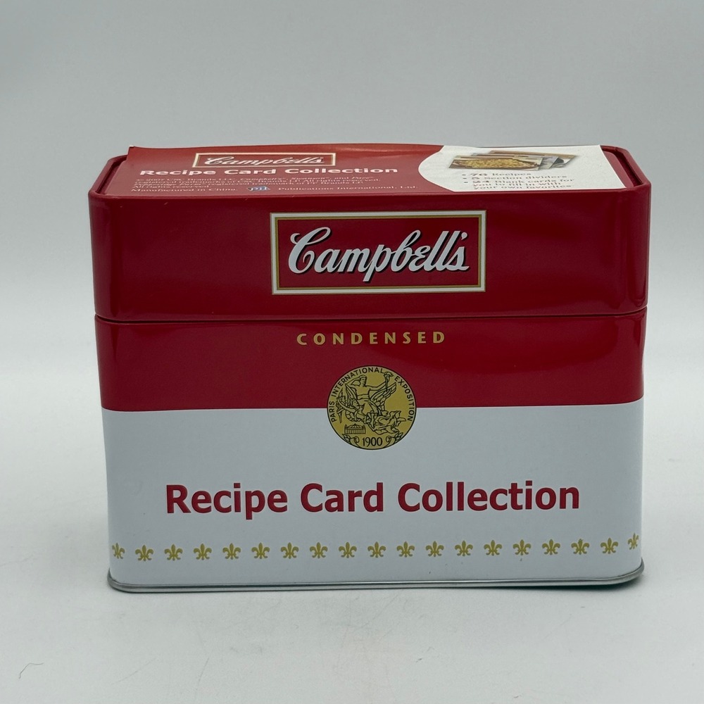 Campbells Soup Recipe Card Collection Tin Red White Vintage Style 76 Recipes